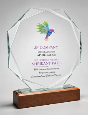 CG-569 Clear Crystal Octagon Plaque