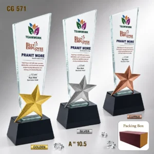 CG-571 Triple Star Crystal Trophy