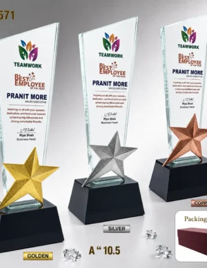 CG-571 Triple Star Crystal Trophy