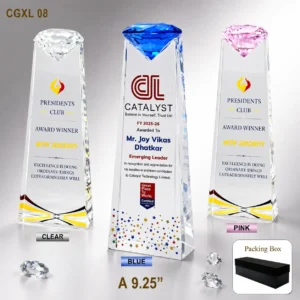 CGXL-08 Diamond-Top Crystal Obelisk