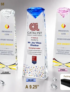 CGXL-08 Diamond-Top Crystal Obelisk