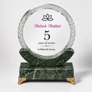 CGXL-13 Round Crystal Award on Green Marble