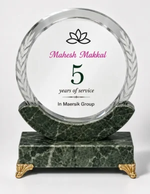CGXL-13 Round Crystal Award on Green Marble