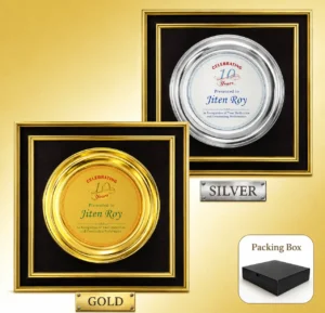 FP-10630 Black & Gold Round Plate Plaque