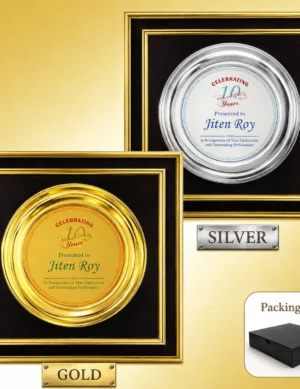 FP-10630 Black & Gold Round Plate Plaque