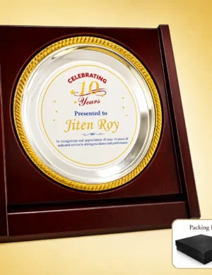 FP-10655 Wood Round Gold Frame Plaque