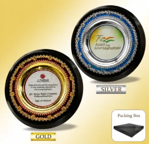FP-10656 Round Black & Gold Plate Plaque