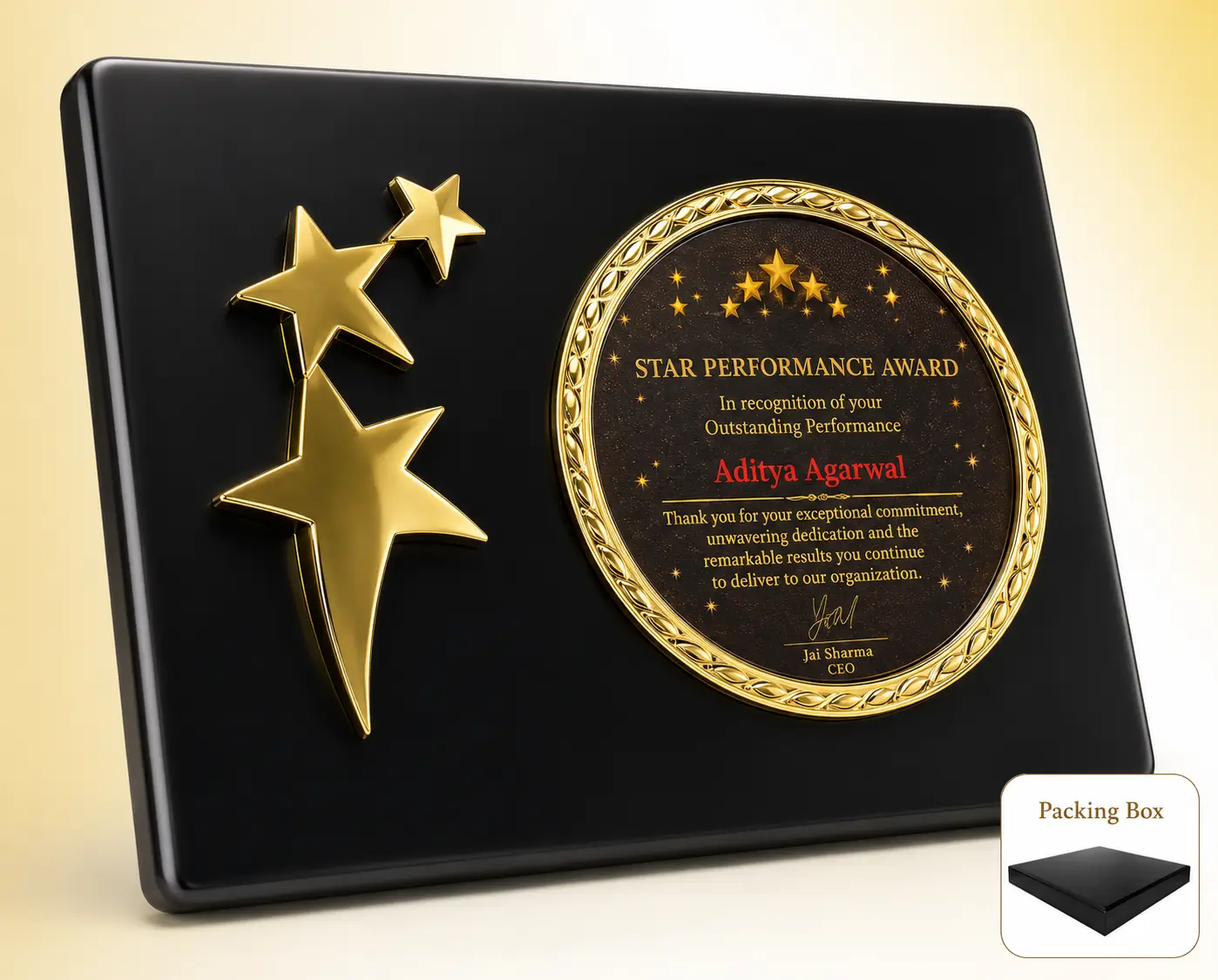 FP-10668 Black Gold Star Plaque