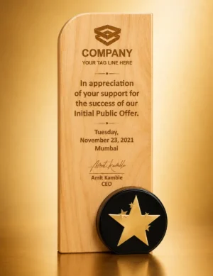 WM-9127 Gold Star Black Plaque