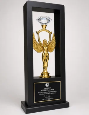 WM-9141 Gold Winged Figure Showcase