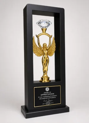 WM-9141 Gold Winged Figure Showcase