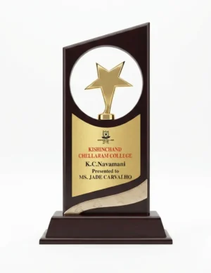 Gold star angular plaque award